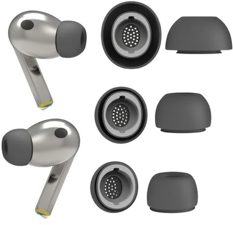 6 Paare Ohrstöpsel Kompatibel mit Galaxy Buds 3 Pro, Memory Foam Ohrstöpsel mit Entlüftungsloch, Geräuschunterdrückung, Speicher Schaumstoff Ohr, Grau