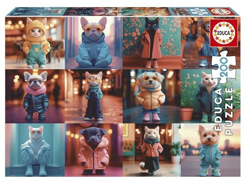 Educa – 200-teiliges Kinderpuzzle. Modetiere. Maße: 40 x 28 cm. Empfohlen ab 6 Jahren (20219)