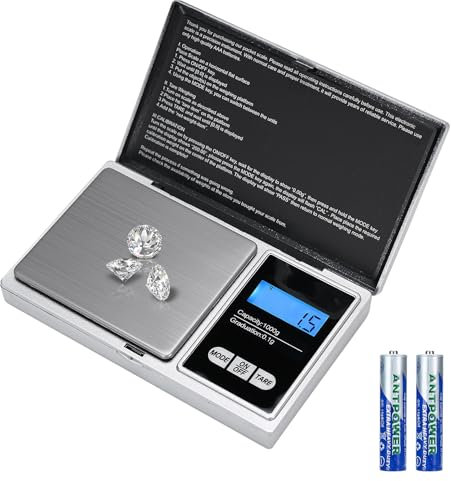 Taschenwaage, 1000 x 0.1g Digitale Präzisionswaage, Präzisions Mini Küchenwaage, Digitalwaage Feinwaage Goldwaage Münzwaage mit LCD-Display,Tara-Funktion,7 Einheiten,für Küche,Schmuck, Kaffee,Kräuter