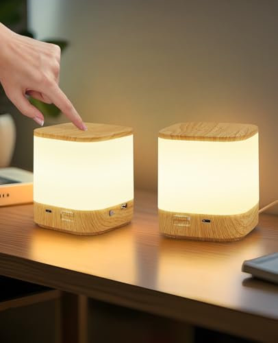 Homefire Lampada da comodino a LED, 2 pezzi, dimmerabile: lampada da tavolo a batteria, 3600 mAh, USB, ricaricabile, senza fili, con 3 temperature di colore e luce notturna temporizzata per camera da