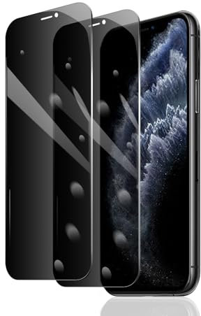 Fylnatc 2 Stück Sichtschutz Schutzfolie für iPhone 11 Pro Max/iPhone Xs Max, Anti-Spy Panzer Schutz Glas, Anti-Spionage Panzerfolie, Display Sichtschutzfolie aus gehärtetem Glas, Privacy Schutzglas