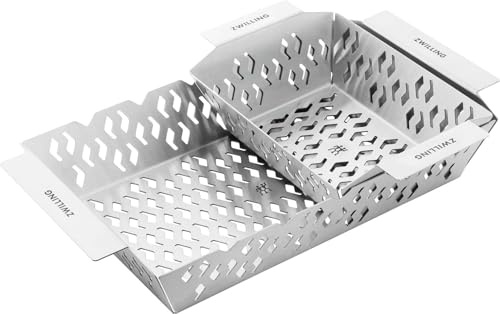ZWILLING BBQ+ Grillkörbe-Set, 2-teilig., Edelstahl, für Gemüse, Fisch und Fleisch, Stapelbar, Spülmaschinengeeignet, Silber