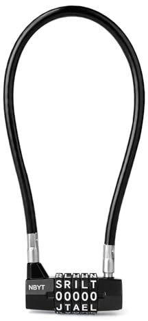 NBYT 5-Wort-Zahlenschloss mit 8 mm Sicherheitskabel, Buchstabenschloss für Tore, Türen, Fahrräder