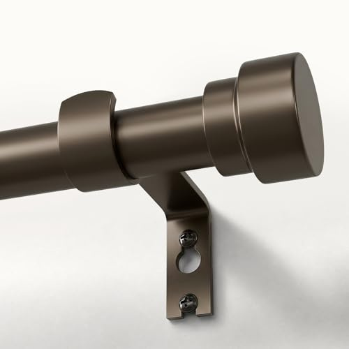 Oneach Braune Gardinenstangen für Fenster, 183 bis 368 cm, 2,5 cm Stange, verstellbare Länge, robustes Metall-Gardinenstangen-Set, für Außenbereich, Schlafzimmer, Küche, Wohnzimmer (40,6 bis 38,1 cm)