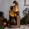 Bumilgar 135cm Large Garden Water Features Outdoor Fountains With LED Lights Pump, 4 Tier Electric Cascading Waterfall Fountain for Patio, Backyard, Deck, Porch and Home Art Decor