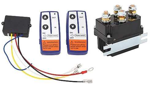 Asixxsix 12V 250A Winch Solenoid Relay Contactor, Wireless Winch Remote Control Kit, Relay Contactor Switch with 2 Remote Control, for Truck ATV, SUV, Snowmobile, Mowers