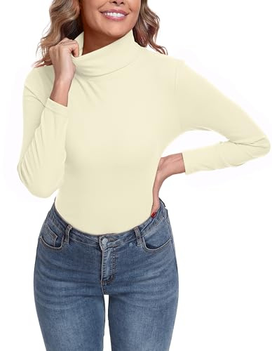 IWOLLENCE Thermo Langarmshirt Damen Rollkragenpullover Hochkragen Slim Fit Warm Unterhemd Langarm Top Thermounterwäsche für Winter Alltag Eng Bequem Atmungsaktiv