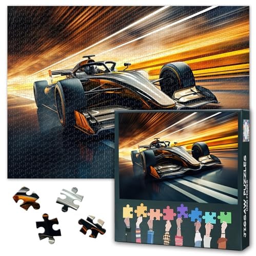 1000 Teile Premium Puzzle: Rennwagen in Bewegung (50x70cm) - Kraftvolles Motorsport-Motiv, Ideales Sammlerstück für Familien