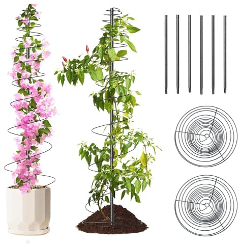 Metall Rankhilfe Spiral Spalier für Kletterpflanzen,112cm höhenverstellbare Pflanzenstütze,witterungsbeständige Garten Rankhilfe für Tomaten Rosen Gurken Bohnen Clematis,Innen- und Außenbereich