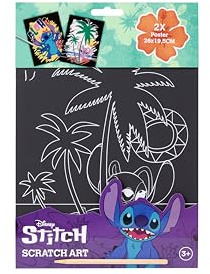 Disney Stitch Kratzbilder Set für Kinder | Kreatives Scratch Art mit 2 großen Postern | 26 x 19,5 cm | Inklusive Holz-Kratzstift | Regenbogen-Farbeffekt | Malset ab 3 Jahren | Stitch Geschenkset