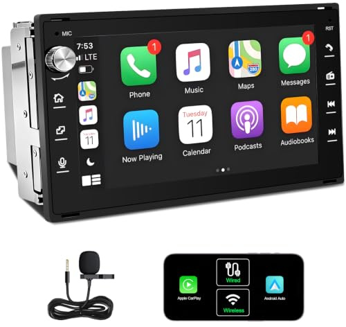 Autoradio Linux para VW Golf 4 / Passat B5 / T4 / T5 / Polo 3/4 / Bora 3/4 | Pantalla IPS de 7, CarPlay inalámbrico y Android Auto AM/FM/RDS DSP USB Bluetooth micrófono s en el volante –listo para usar