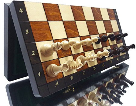 Schöne Travel Chess Schachspiel Holz Edel | Master of Chess | Schachbrett Groß 35 cm | Handgefertigte Reiseschach Magnetisch Holz - Schachbrett fur Kinder und Erwachsene