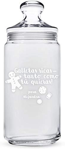 Casa Vivente Galletero con Grabado y Tapa, Galletas Ricas Tanto como Tú Quieras, Galletero de Cristal Personalizado, Recipiente de Almacenamiento, Idea Regalo para Navidad o los Reyes Magos
