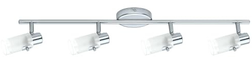 EGLO LED Deckenlampe Orvieto 2, 4 flammige Deckenleuchte | Deckenstrahler aus Metall in Chrom und Glas in Weiß-Satiniert, Wohnzimmerlampe, Spots inkl. G9 Leuchtmittel, warmweiß