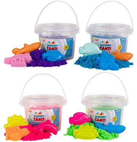 Sensory Sand Play Sand for Kids with Sea Molds 4 Pound Bulk Multicolor Sand for Boys and Girls