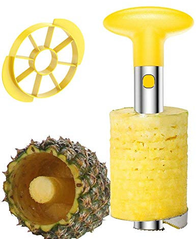 FORTSPANG Pineapple Corer and Slicer,Pineapple Cutter 2 in 1 Yellow Pineapple Peeler Stainless Steel Easy Kitchen Fruit Slicer