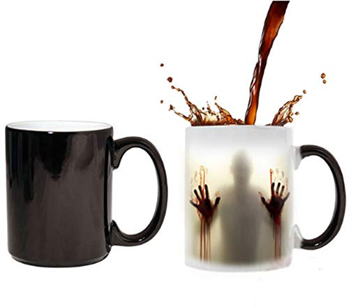 JMAHM Color Changing Mugs Heat Sensitive Magic Mug Discoloration Porcelain Solar System Pattern Milk Coffee Mug (12oz / 330ml, Walking Dead)