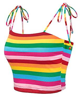Allegra K Damen Gestreiftes Camisole in Regenbogenfarben Gestreiftes Camisole in Regenbogenfarben