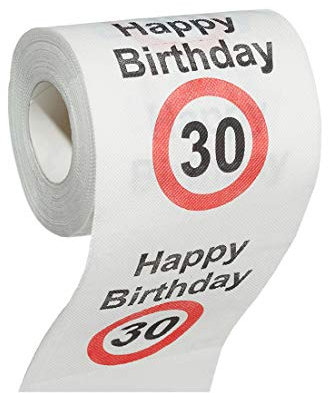 MIK funshopping Scherzartikel Deko Spaß-Toilettenpapier Runder Geburtstag lustiges Geschenk (30. Geburtstag - 1Rolle)