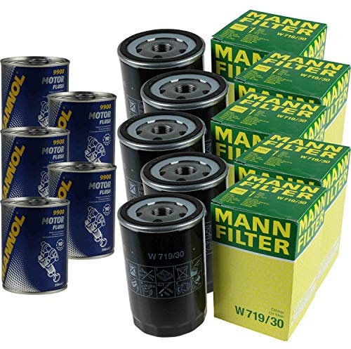 5x Original MANN Ölfilter W 719/30 + 5x SCT Motor Flush Motorspülung
