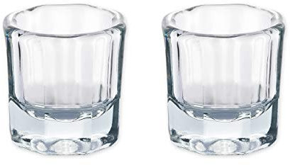 SCSpecial Dappen Dish 2 Pieces Acrylic Liquid Powder Crystal Glass Cups for Nail Art Multipurpose Glassware for Nail Art Salon Acrylic Nail Tools