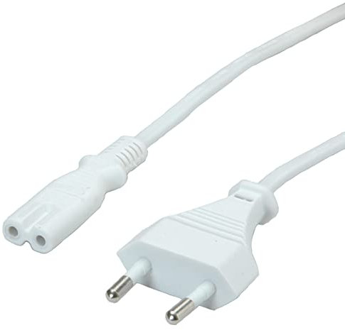 VALUE Netzkabel Euro-Flachstecker auf C7, 2polig, weiß, 3 m