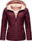 MARIKOO Damen leichte Übergangsjacke Steppjacke mit Kapuze Asraa Wine Gr. XXL