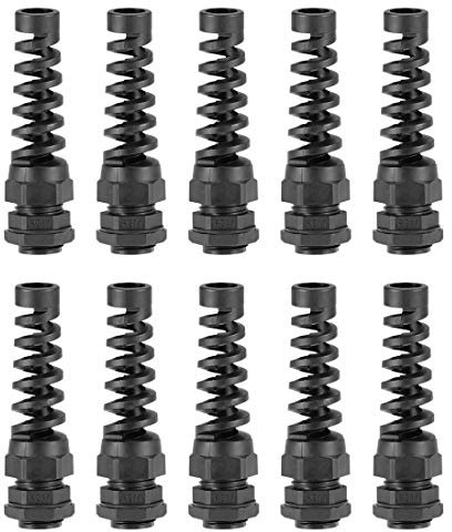 sourcing map PG11 Cable Gland 5mm-10mm Wire Hole Waterproof Nylon Joint Adjustable Locknut with Strain Relief Black 10pcs