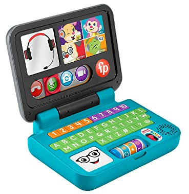 Fisher-Price Laugh & Learn Let's Connect Laptop - UK English Edition, electronic toy with Smart Stages learning content for infants and toddlers, HGW96