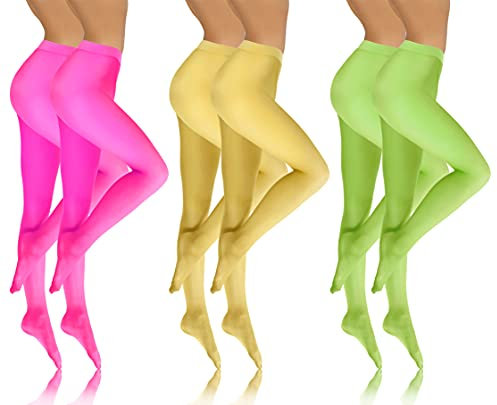 sesto senso Collants 6 Pack Femme Opaque Lisse Microfibre 40 DEN Jaune Rose Neon Vert neon 3 M SET 4