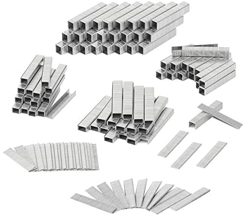 SHALL Strapazierfähige T50 Heftklammern und 18 GA Brad Nails Combo Kit, 8000 Stück, vier Größen von T50 Klammern für Tackerpistole, einschließlich 1/4, 5/16, 3/8, einschließlich 1/2, 9/16 Zoll