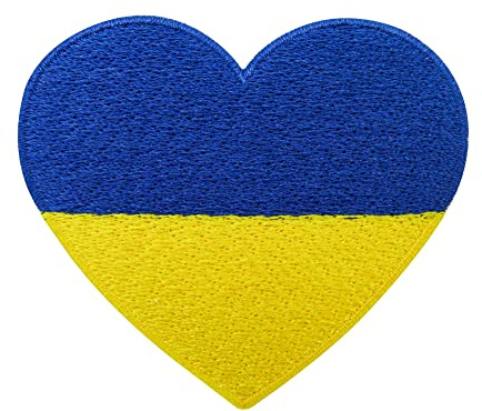 Finally Home Ukraine Herz Flagge Patch zum Aufbügeln - Ukrainische Fahne | Ukraine Flagge: Ukrainisch, Frieden, Peace & Wappen Aufnäher. Als Bügelbild für Jacke & Rucksack.