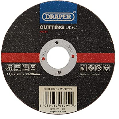 Draper 94781 Flat Stone Cutting Disc, 115 x 2.5 x 22.23mm