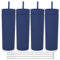 Volhoply 20oz Plastic Skinny Tumblers Bulk 4 Pack,Double Wall Tumbler with Lid and Straw,BPA Free Matte Acrylic Water Cups for Parties(Navy, 4 Set)