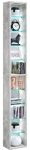 VCM Holzregal hängend | platzsparendes Regal | Maße: H. 152 x B. 21 x T. 14 cm | Elegantes Regal hängend | Aufbewahrungsregal | Bücherregal | Wandregal - Rasato XL Beton-Optik