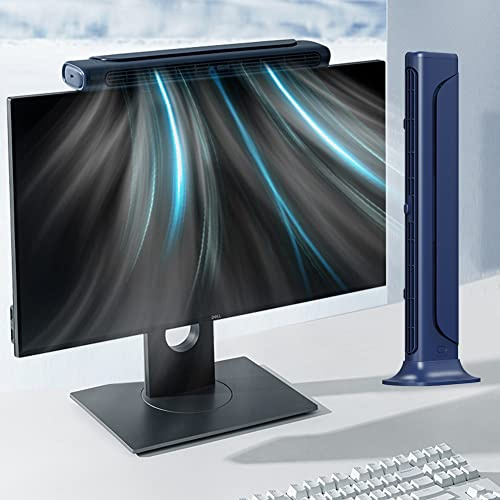 NORMIA RITA Clip On Computer Fan, Bladeless Monitor Clip On Fan Personal Cooling Fan for Office, Quiet USB Desk Fan Small Tower Fan for Desk, Suitable for Flat and Curved Monitor, Laptop