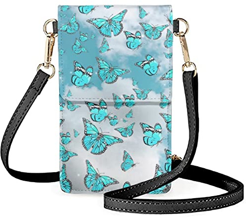 BYCHECAR Handy-Geldbörse, Crossbody mit Touchscreen-Fenster, Crossbody-Handy-Taschen für Frauen, Teenager, Mädchen, schmetterling, Einheitsgröße