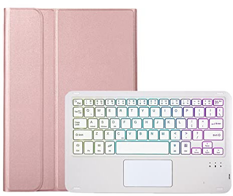 GUPENAA Custodia con Tastiera per Samsung Galaxy Tab S6 Lite 10.4 '' 2022/2020, Cover Leggera E Retroilluminata A 7 Colori con Tastiera Bluetooth Magneticamente Rimovibile,Rose Gold