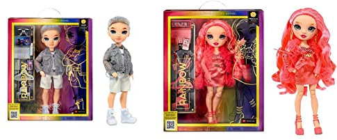 Rainbow High Modepuppe – Aidan Russel - Lila Junge Puppe – 4-12 Jahren & Modepuppe – Priscilla Perez - Pinke Puppe – Modisches Outfit & 10+ farbenfrohe Spiel-Accessoires