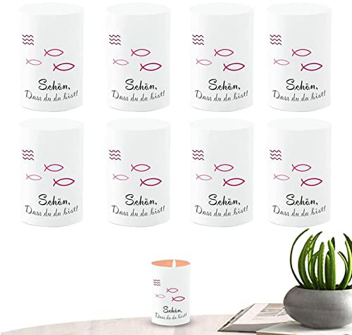 Portavelas Tealight,8 unidades portavelas para mesa boda | Portavelas con forma pez Schon Dass Du Da Bist adornos para la Santa Comunión Decoración del hogar Jingan