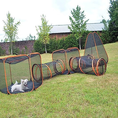 SHAIRMB 6-in-1-Katzenzelt, Haustier Katze und Hund Tunnelzelt, Faltbares Haustierzelt, Outdoor-Pop-Up Haustier-Laufstall, Katzentunnel für drinnen und draußen, für Katzen, Kaninchen