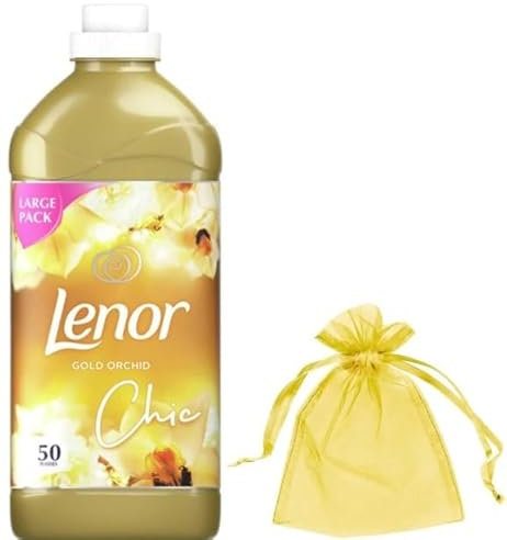 Lenor Fabric Conditioner, 50Washes, 1.75Litres, Large Pack, Gold Orchid Scent + Our Gift for You: Organza Small Bag
