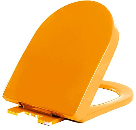 JUNNIU Toilettendeckel antibakteriell,Toilettendeckel mit Absenkautomatik,Ovaler Toilettensitz mit Quick-Release-Funktion,Rot Blau Orange Optional Orange