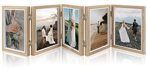 Klapp-Bilderrahmen, 5 Stück, hochauflösendes Acryl, aus Holz, familien-Fotokollektion, Schreibtischdeko, faltbar, vertikaler Orgelrahmen