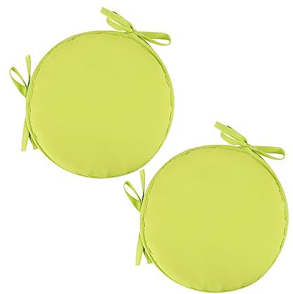 2 Stück Sitzkissen mit Bänder - 30 cm Rundes Stuhlkissen Sitzpolster für Stuhl Weiches Sitzkissen Sitzauflage für Autositz, Bürostuhl, Esszimmer Stühle Bänke und Alle Stühle (Grün#01, 30 x 30 cm)