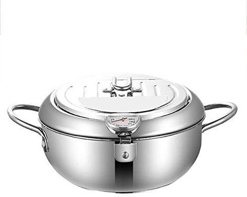 Friteuse en Acier Inoxydable de Style Japonais avec thermomètre et Couvercle, friteuse Tempura pour la Cuisson, cuisinière électrique, cuisinière à Induction, Plaque vitrocéramique, cuisiniè