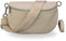 BRISE Bauchtasche Damen Echtes Leder AFIA Silber Handgemachte Umhängetasche Crossbody Bag mit Ledergurt + Optionalen Breiten Gemusterten Riemen 3 Fächer Hüfttasche Made in Italy (Beige-3)