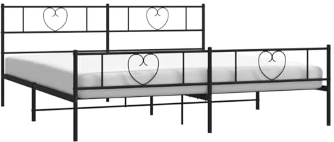 vidaXL Metallbett ohne Matratze mit Fußteil Schwarz 180x200 cm