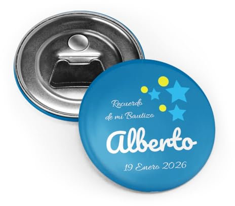 COOLPRESENTS Detalles Bautizo para invitados, 25 Abrebotellas personalizados, Bautizo niño recuerdos invitados, bebe, regalos, abridores, iman, Comunion, Baby shower, Eventos, fiestas