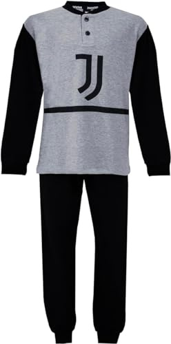 JUVENTUS Pigiama Uomo Homewear Football Prodotto Ufficiale Interlock 100% Cotone Caldo Pigiama Serafino Manica E Pantalone Lungo Idea Regalo Originale (L, 1035 Nero)